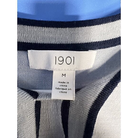 1901 Womens Grey Sweater With Black Trim & Tie Neckline, preppy, 50% Merino wool - Picture 5 of 7